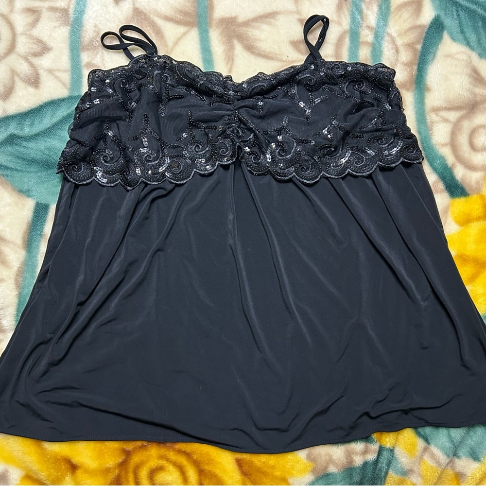 lane bryant spaghetti strap top with lace and sequins size 18/20 [k-48]